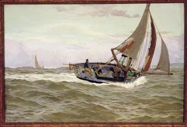 A Fishing Boat in a Stiff Breeze